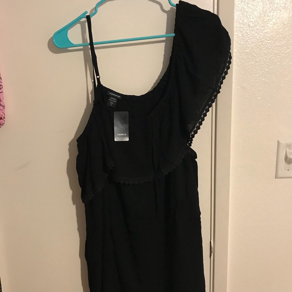 Torrid black one shoulder top size 2